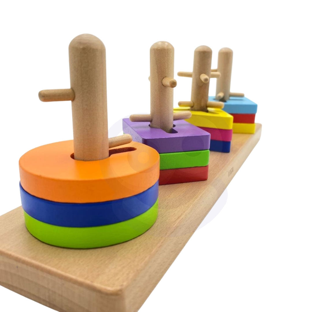 VIGA medinės kaladėlės su formų rūšiuokle Montessori – vaizdas 9