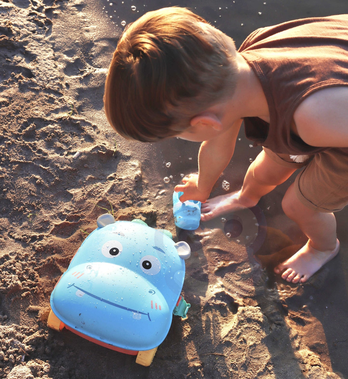 Woopie 3in1 smėlio žaislų rinkinys „Hipopotamo lagaminas“ – smėlio, vandens ir interaktyvūs žaidimai – vaizdas 3