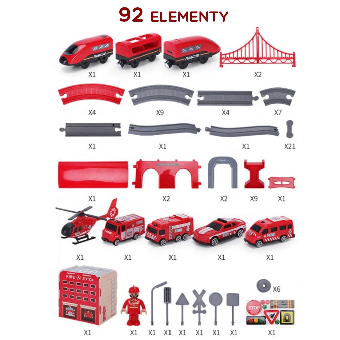 WOOPIE Elektrinio traukinio ir automobilių trasa „Gaisrinė“, traukinio detales – vaizdas 4