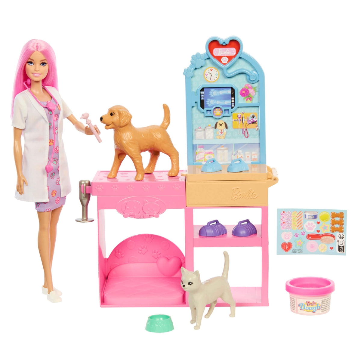Barbie lėlės veterinarės rinkinys JFX93, lėlė su gyvūnais ir priedais – vaizdas 2