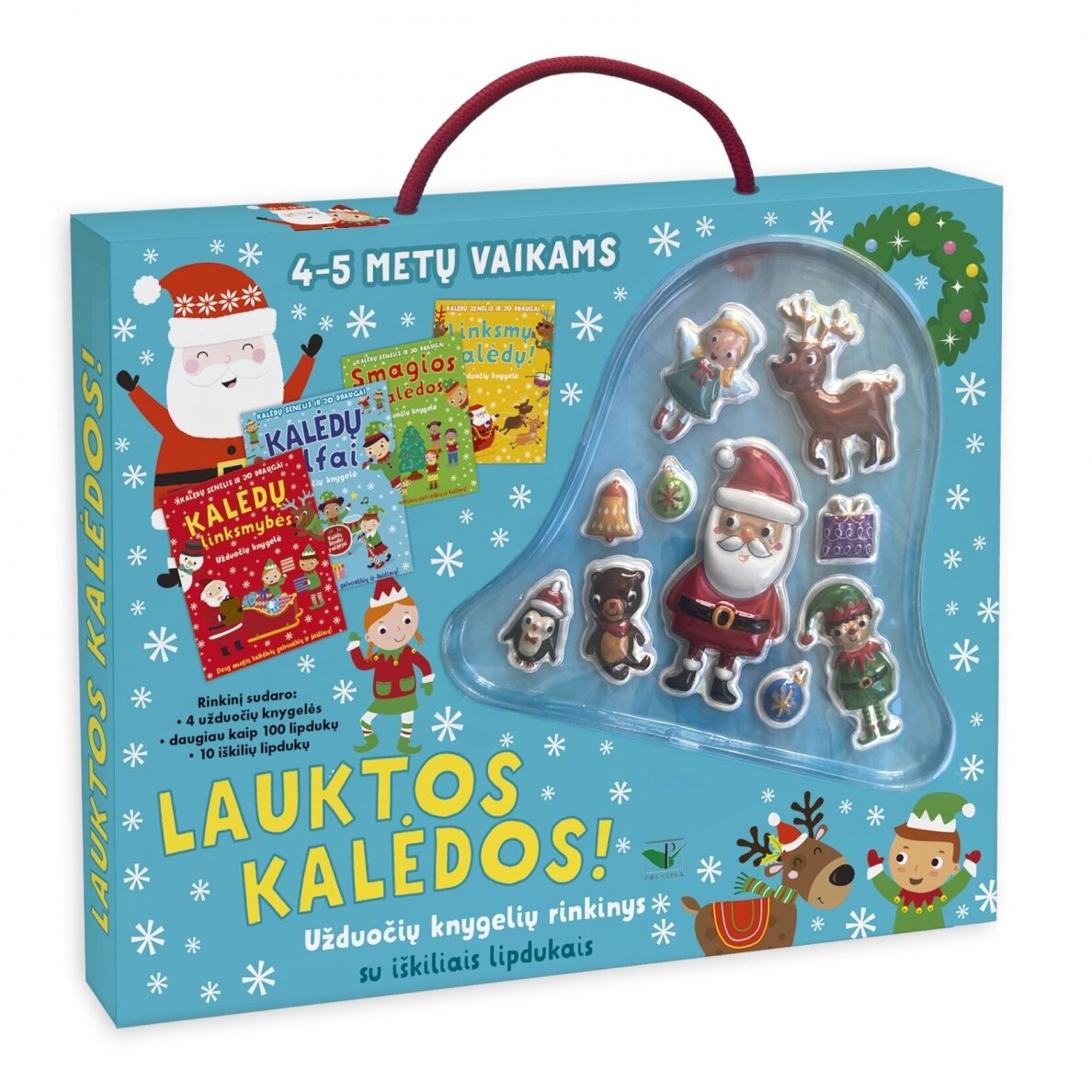 Lauktos Kalėdos! Užduočių knygelių rinkinys su iškiliais lipdukais 4-5 metų vaikams – pagrindinis vaizdas