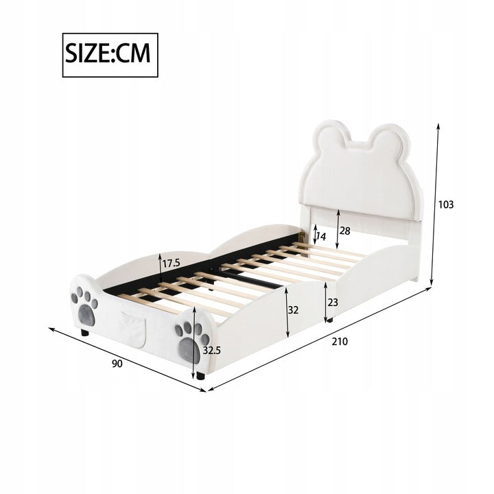 Moderni viengulė medinė lova 90x200 cm meškiuko formos, „Arhatreya“ markės – vaizdas 7