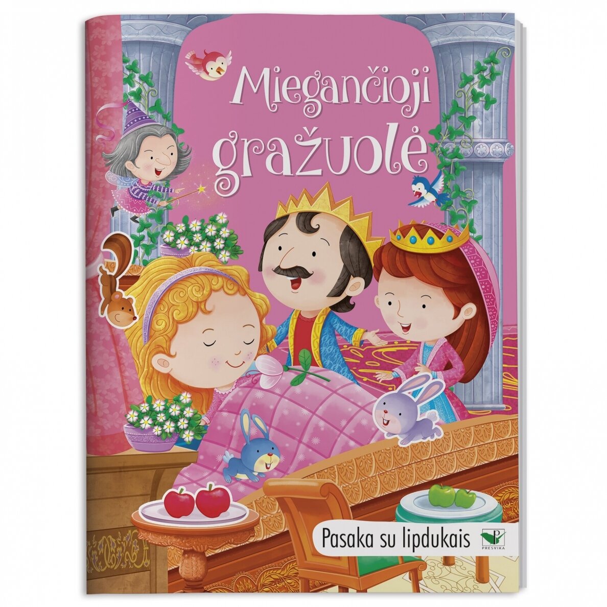 Pasaka su lipdukais Miegančioji gražuolė, knygos viršelis – pagrindinis vaizdas