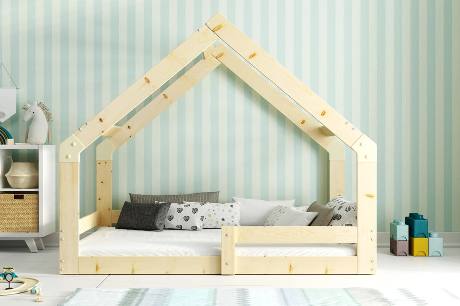 Natūralios medienos vaikiška Lova namelis, 160x80 cm – vaizdas 2