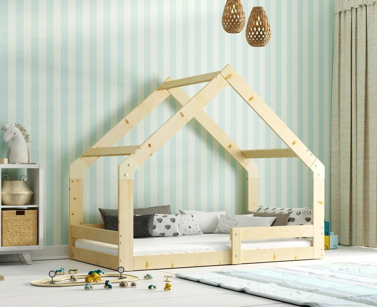 Natūralios medienos vaikiška Lova namelis, 160x80 cm – vaizdas 6