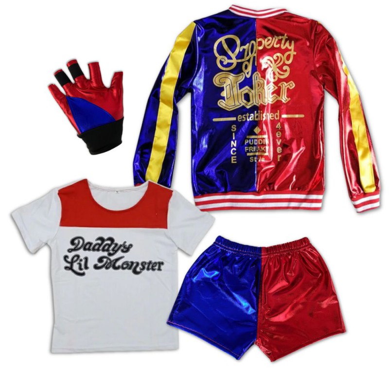 Harley Queen kostiumas, raudona ir mėlyna spalvos - vaizdas 2