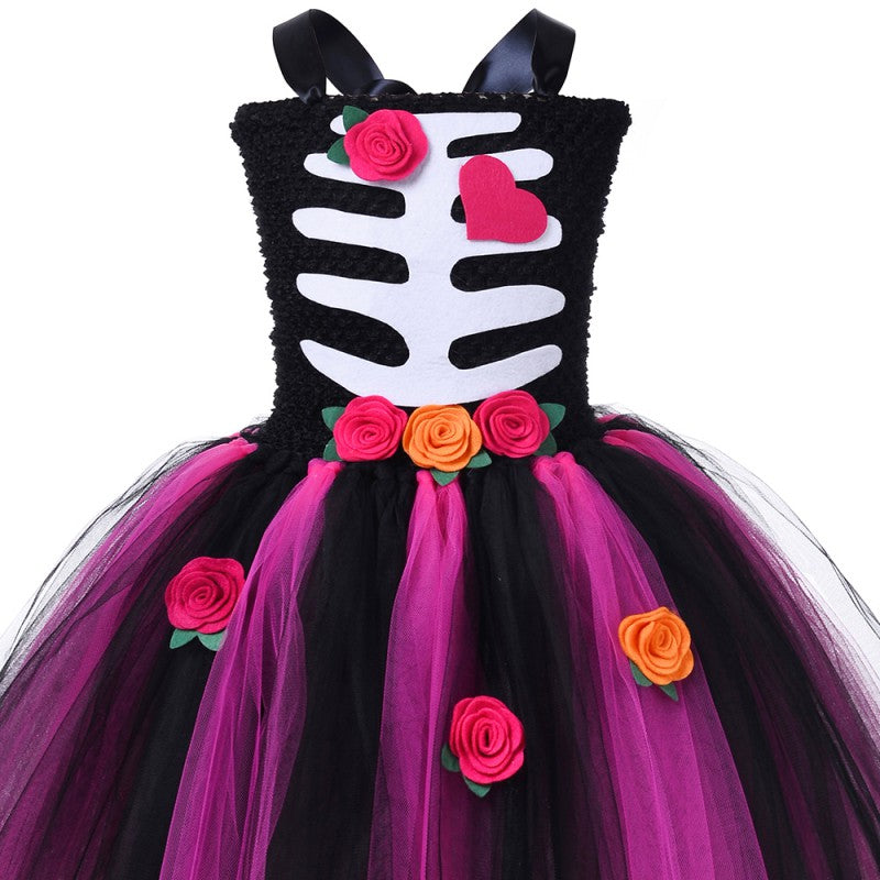 Coco Skeleto Kostiumas su Rožiniu Tiuliu – vaizdas 3