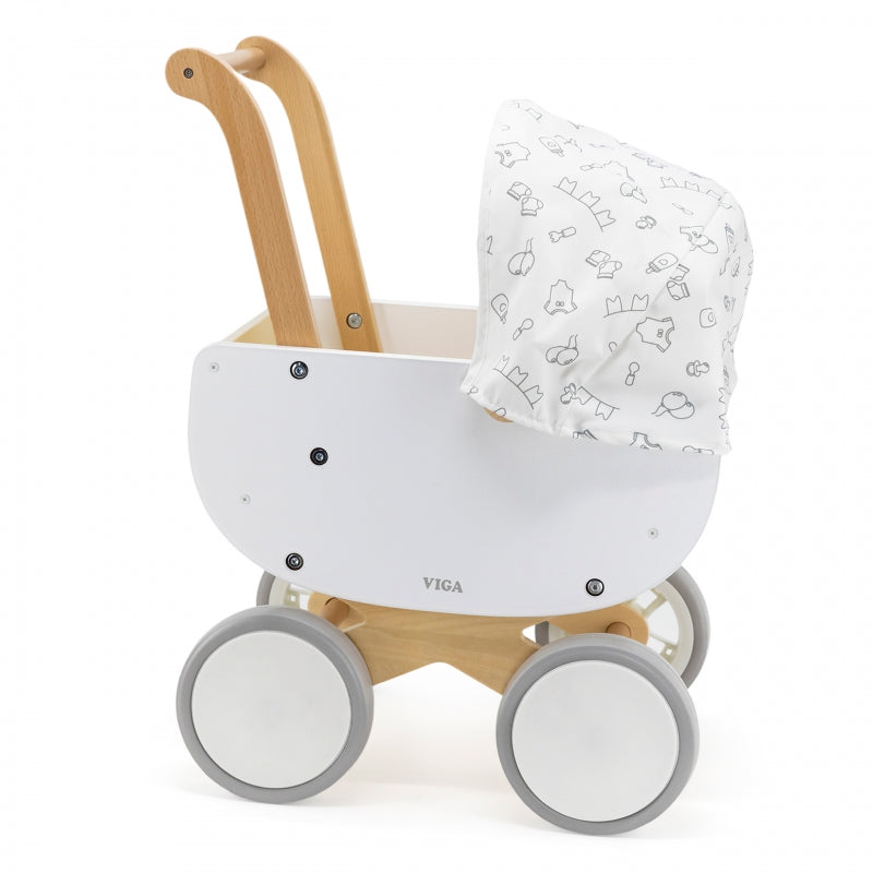 VIGA medinis lėlių vežimėlis su gondola, rankena – vaizdas 4