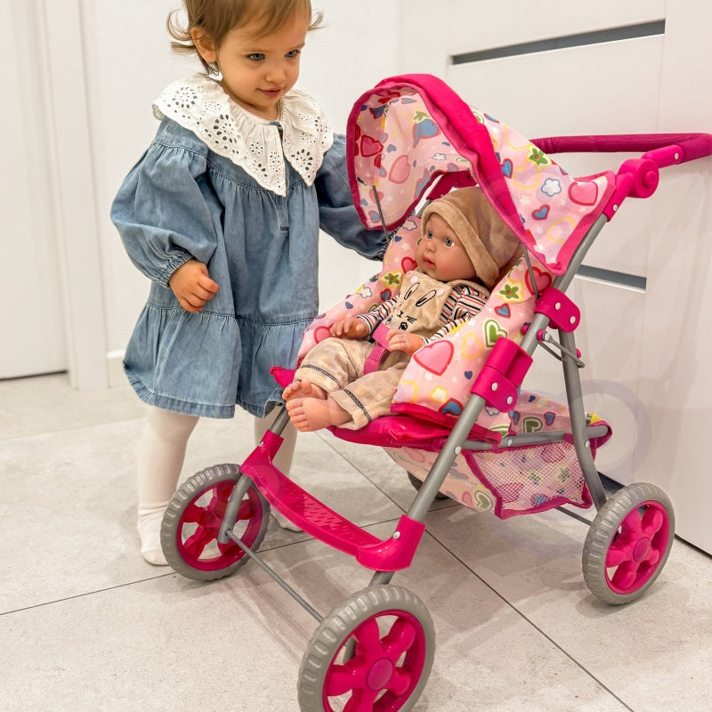 WOOPIE ROYAL lėlių vežimėlis su spalvingomis širdelėmis – vaizdas 9