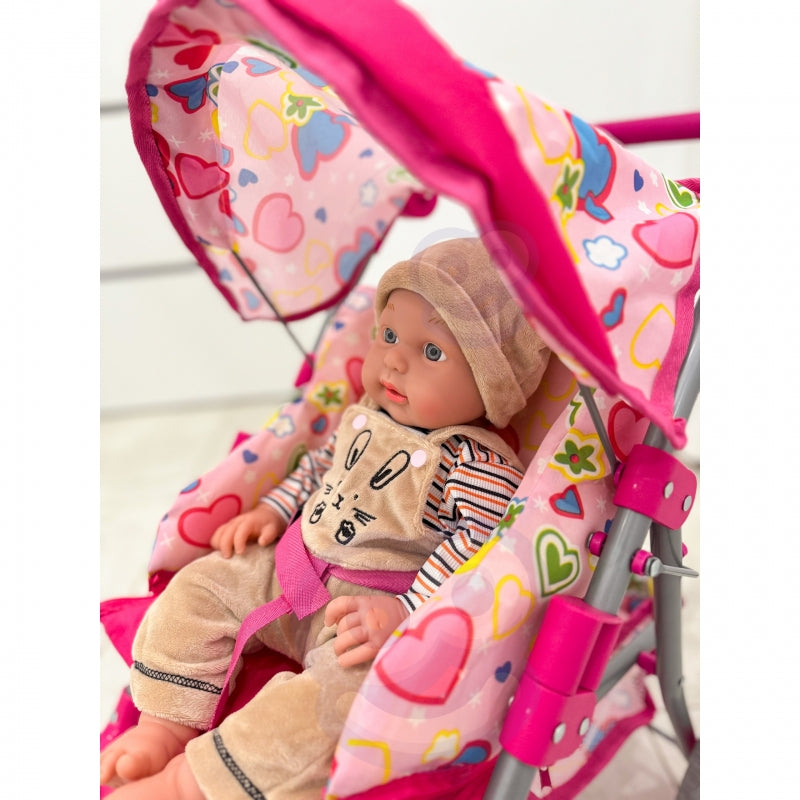 WOOPIE ROYAL lėlių vežimėlis su spalvingomis širdelėmis – vaizdas 10