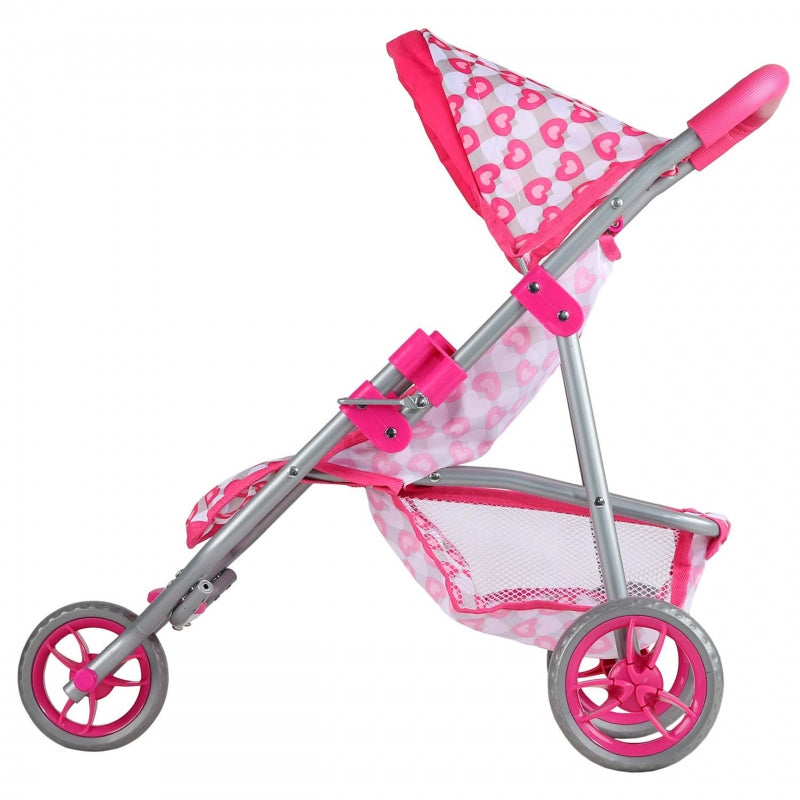 WOOPIE ROYAL rožinės širdies formos triratis lėlių vežimėlis – vaizdas 2