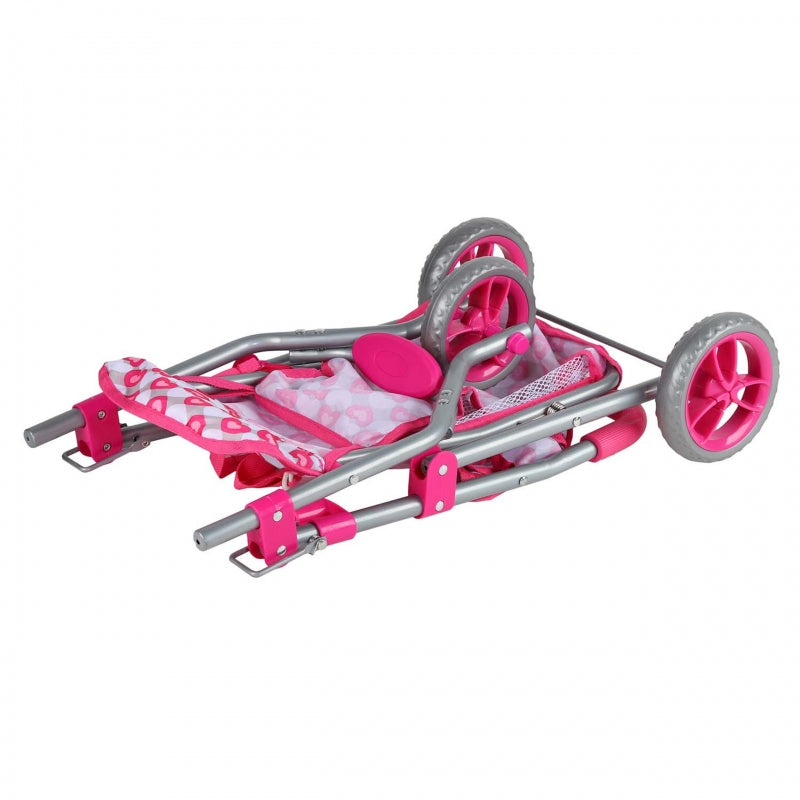 WOOPIE ROYAL rožinės širdies formos triratis lėlių vežimėlis – vaizdas 4