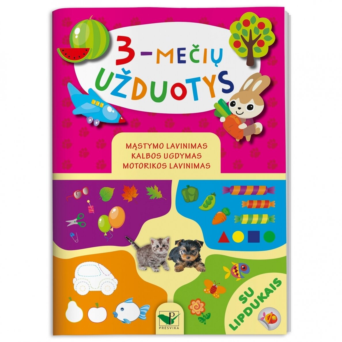 3 metų užduotys su lipdukais – mąstymo, kalbos ir motorikos lavinimui – pagrindinis vaizdas