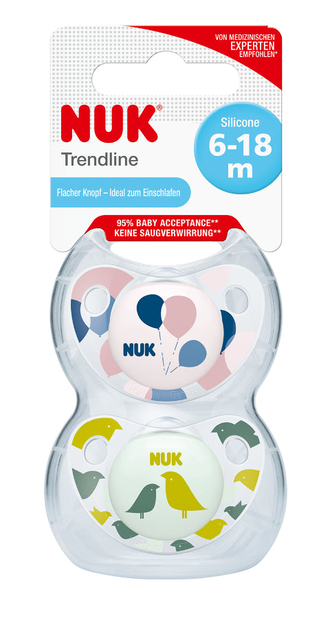 NUK 736138 Čiulptukas 6-18m ADORE silikoninis 2vnt dėžutė