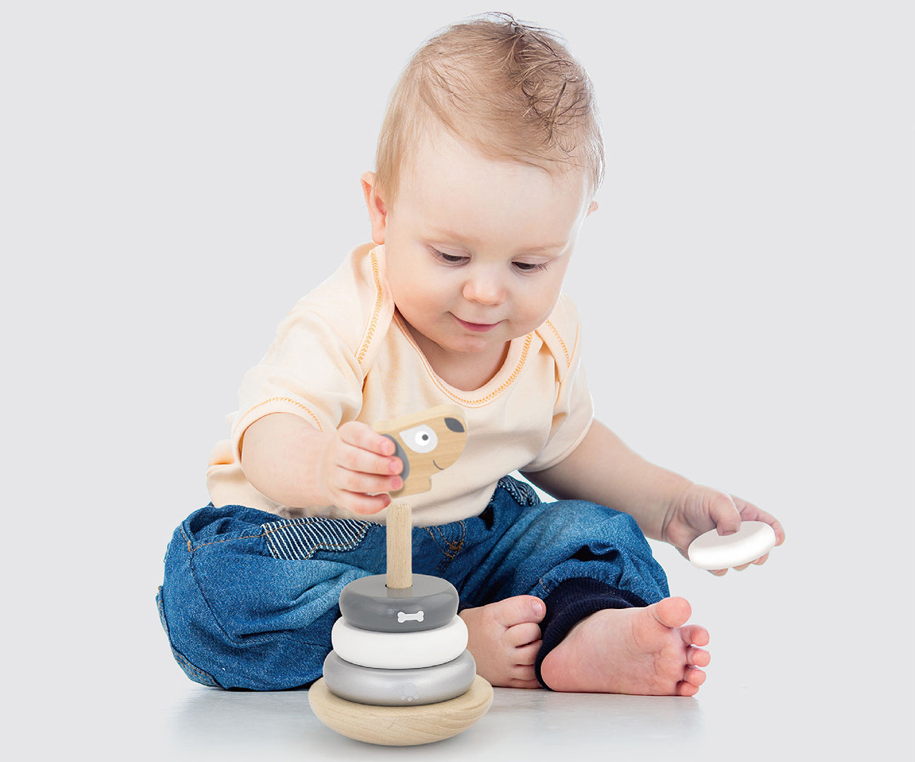 Viga 51613 Pilka ir balta edukacinė piramidė - šukiukas