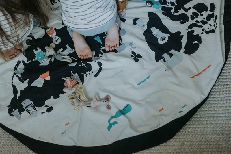 PLAY & GO Worek pasaulio žemėlapis / žvaigždės žaislų laikymo krepšys