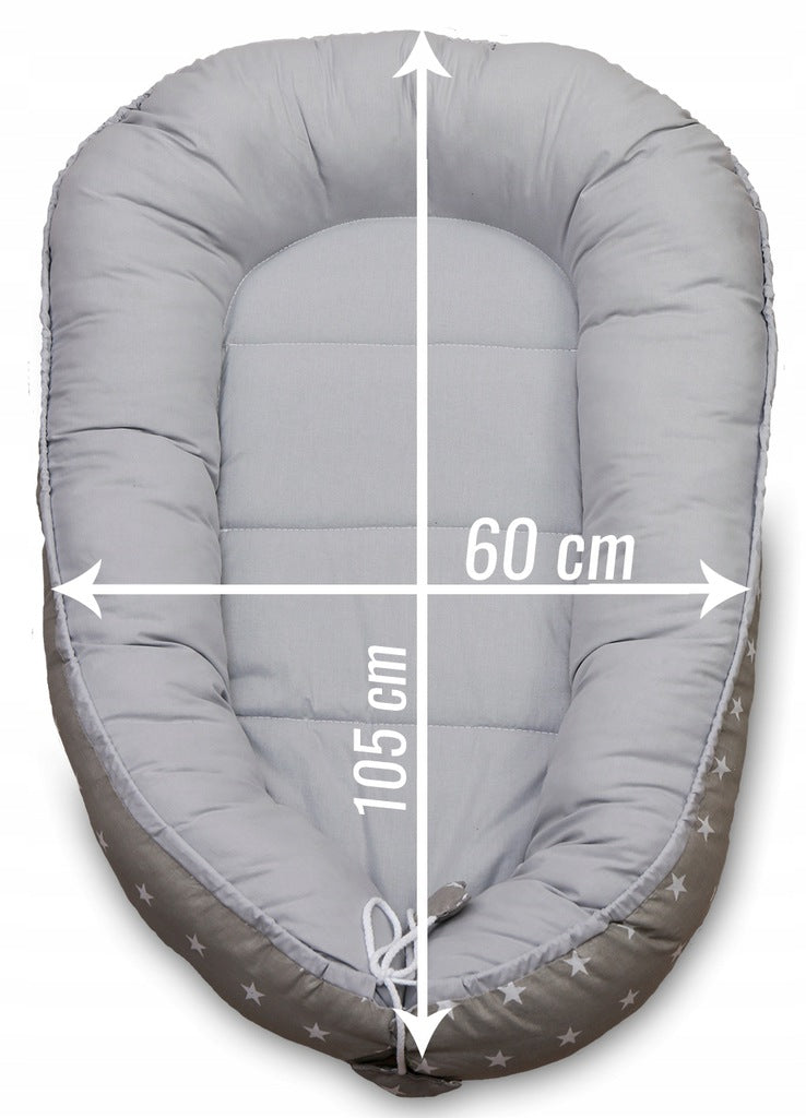 Kūdikio lizdelis su priedais, pilkas su raštais – vaizdas 8