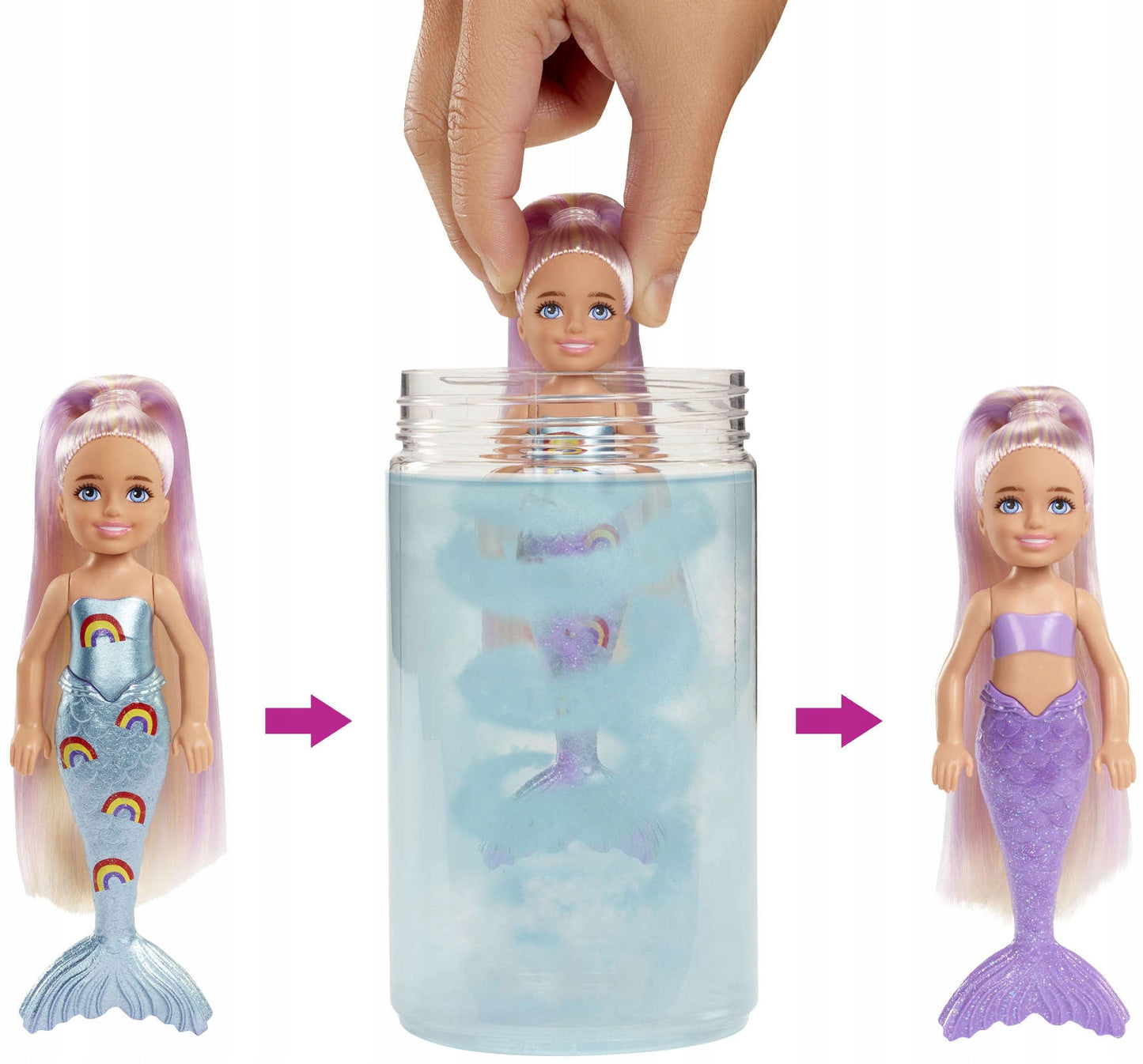 Barbie Color Reveal Chelsea Mermaid Doll Colorful Surprise lėlė – vaizdas 2
