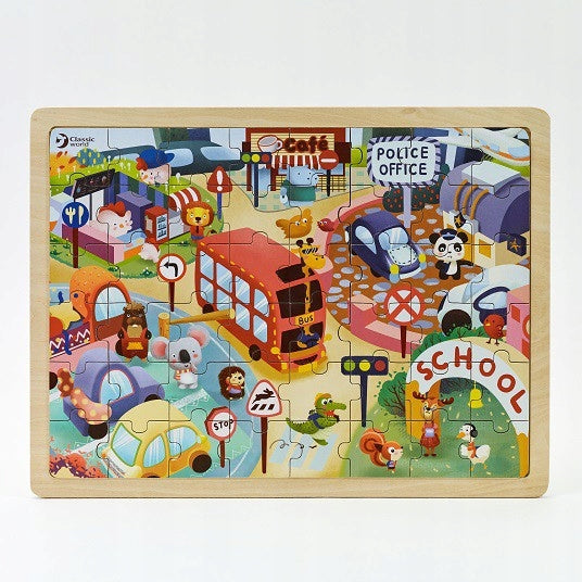 Medinė dėlionė gyvūnų miestas 48 detalės – pagrindinis vaizdas