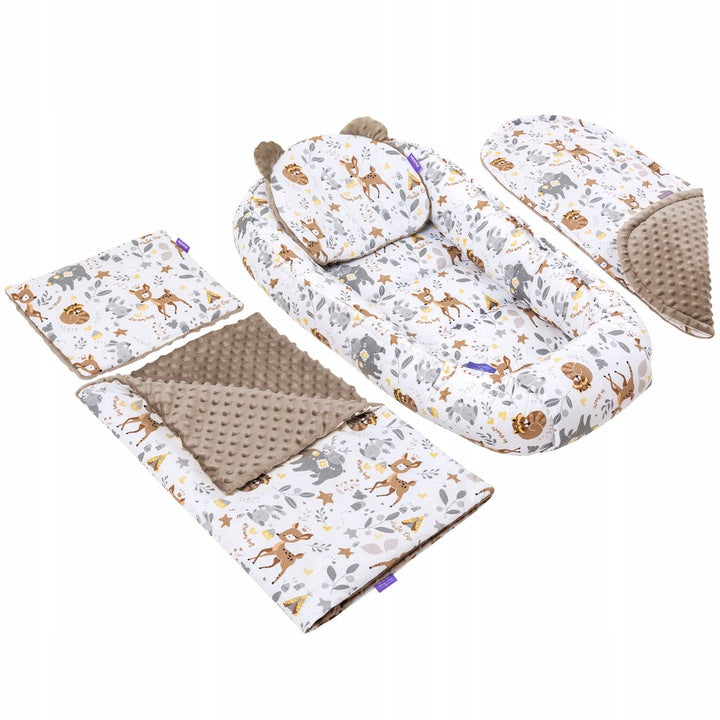 Kūdikio lizdelio komplektas, pilkas su žvaigždutėmis – vaizdas 2