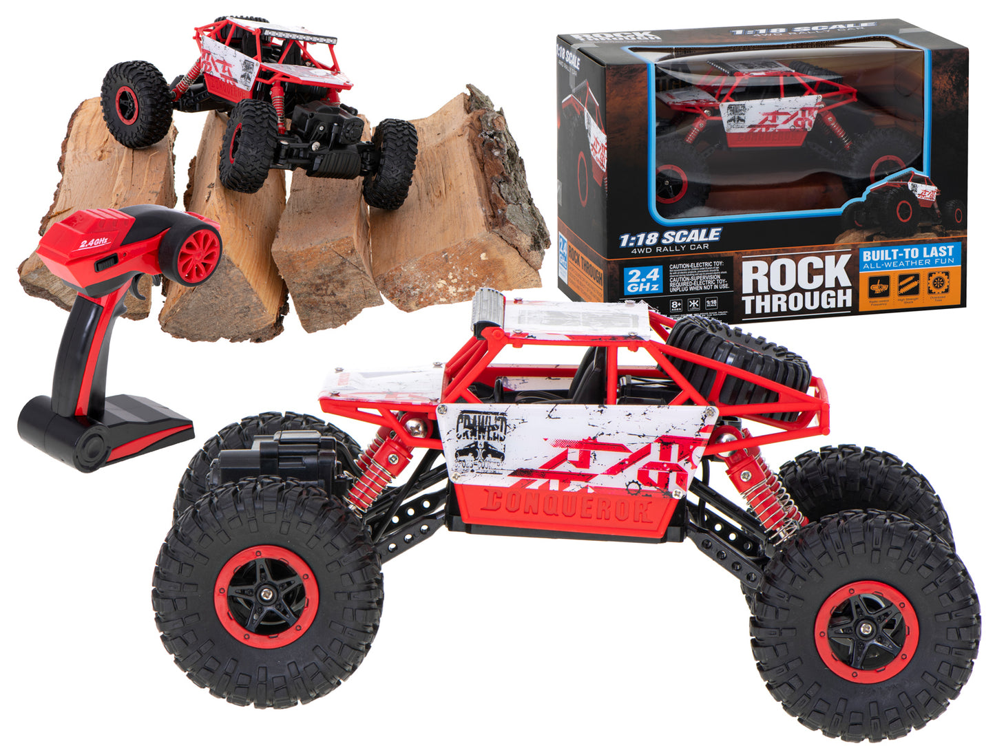 RC Rock Crawler HB 2.4GHz 1:18 raudonas automobilis