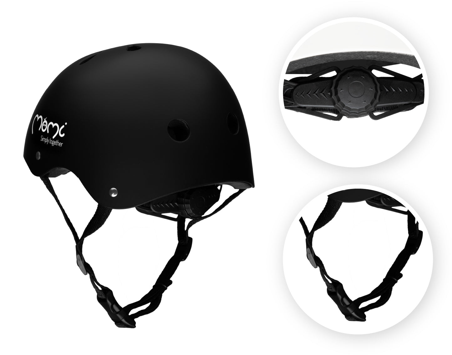 MoMi Mimi vaikiškas apsauginis šalmas juodas, vaizdas 2