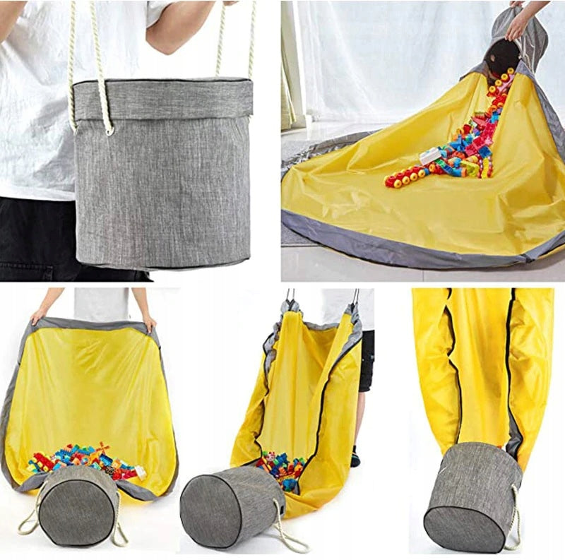 Krepšelis žaislams 32 x 28 cm, pilki atspalviai, aukštis 28 cm – vaizdas 3