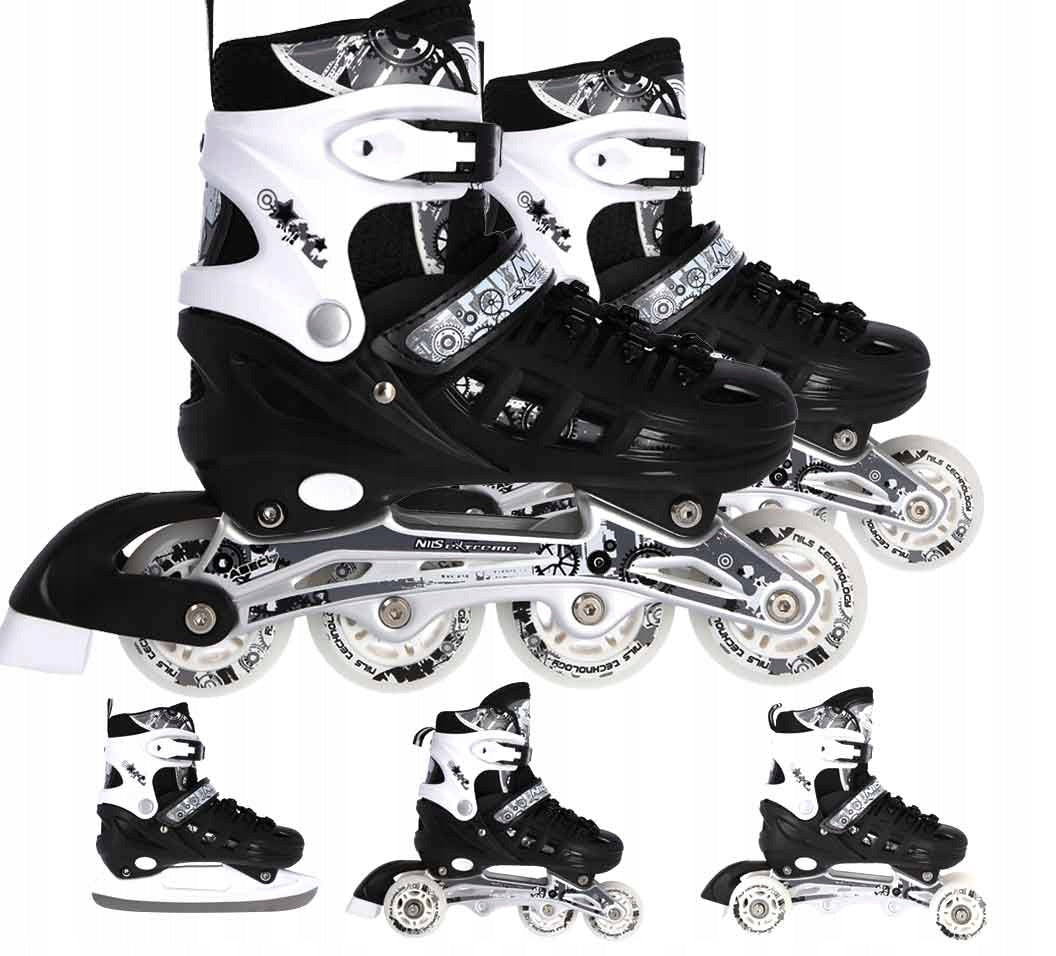 Nils Extreme pačiūžos-riedučiai 4n1 reguliuojami, dydis 39-42, juodi – pagrindinis vaizdas