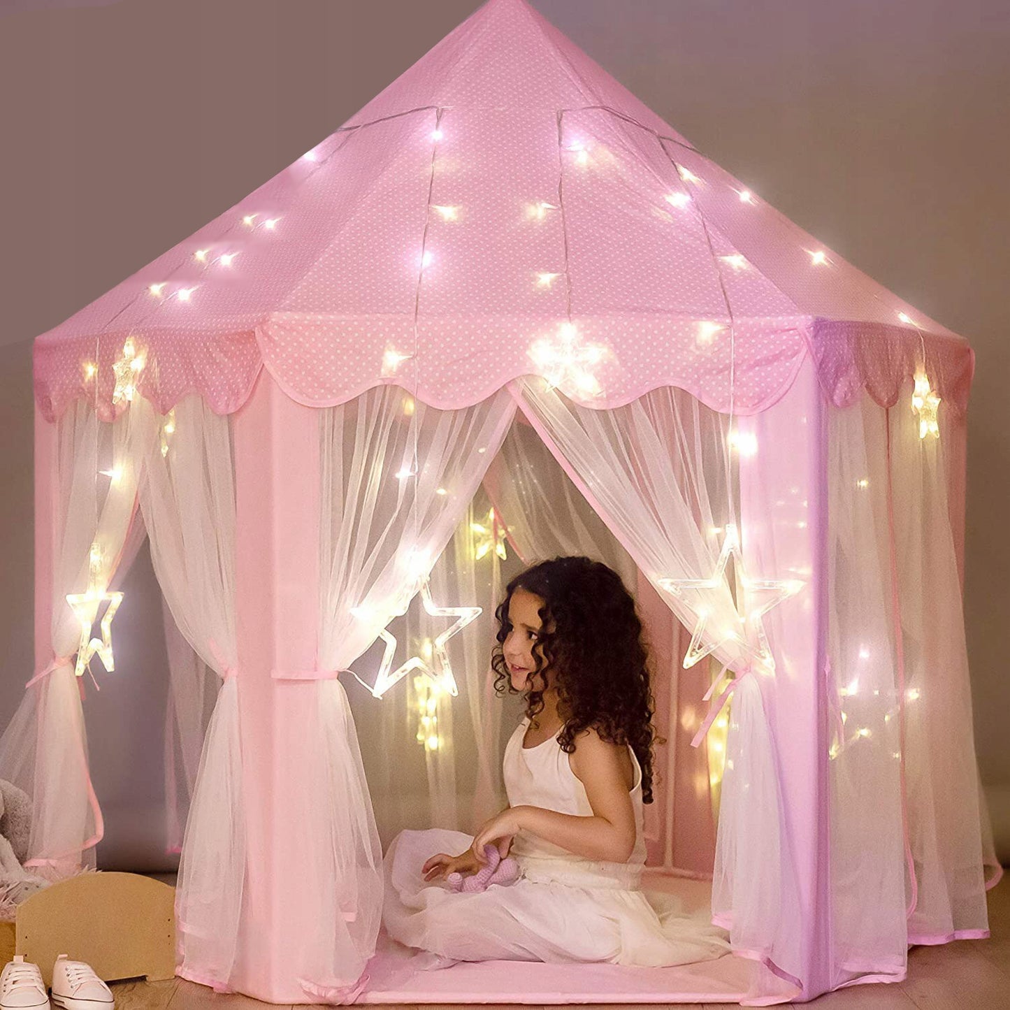 Vaikų palapinė rožinė pilis