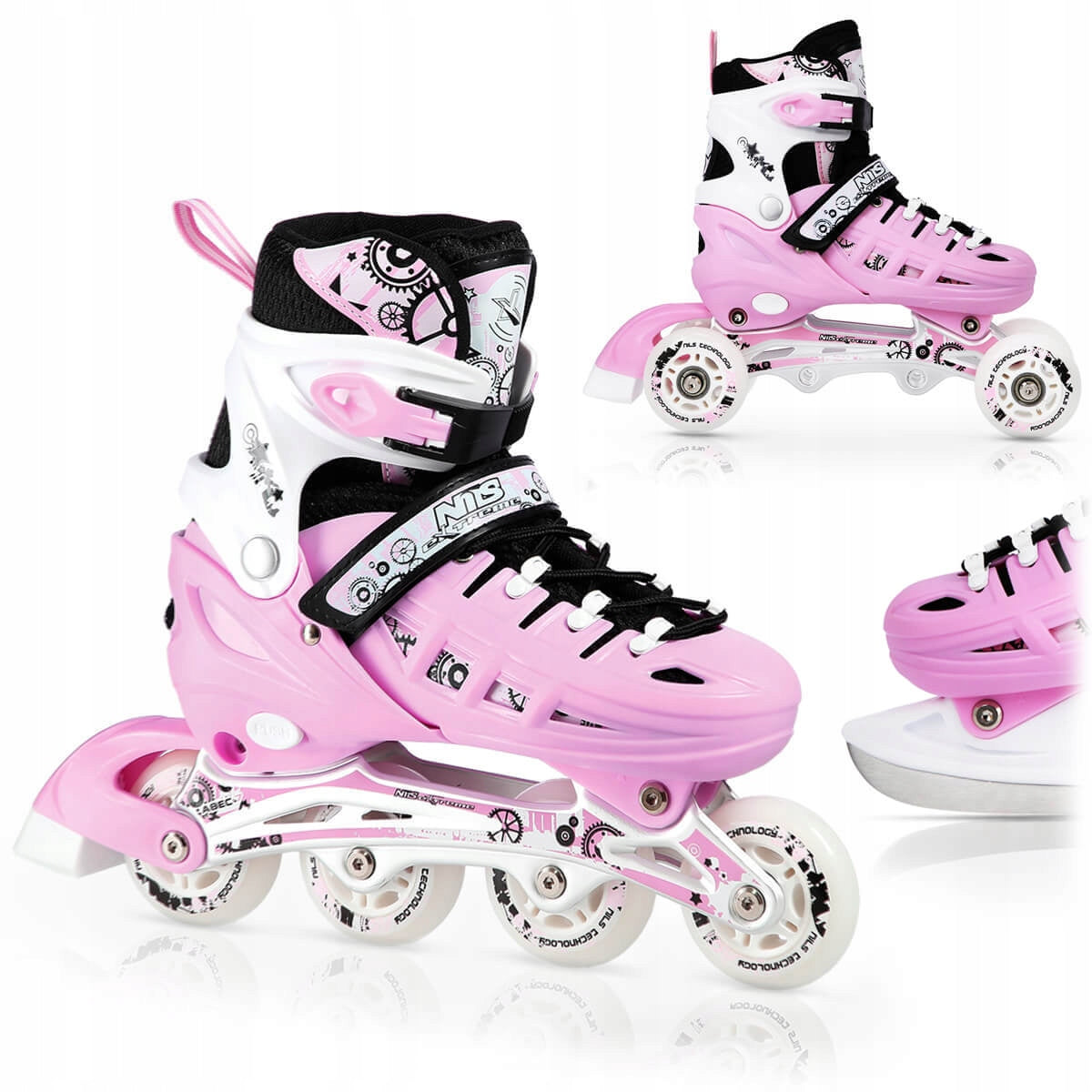 Nils Extreme pačiūžos-riedučiai 4n1 jaunimui, dydis 39-42 – vaizdas 2