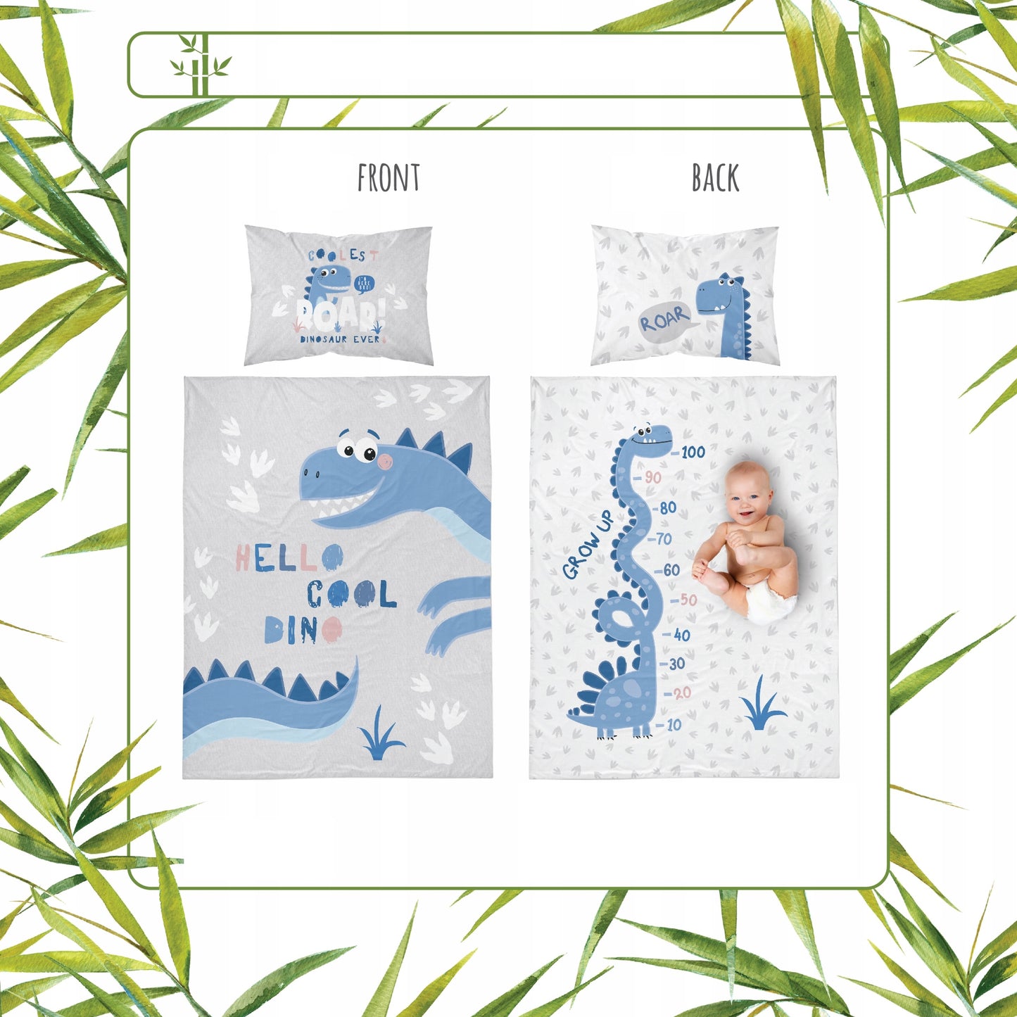 Dvipusis kūdikių patalynės komplektas Dinozauras – vaizdas 3
