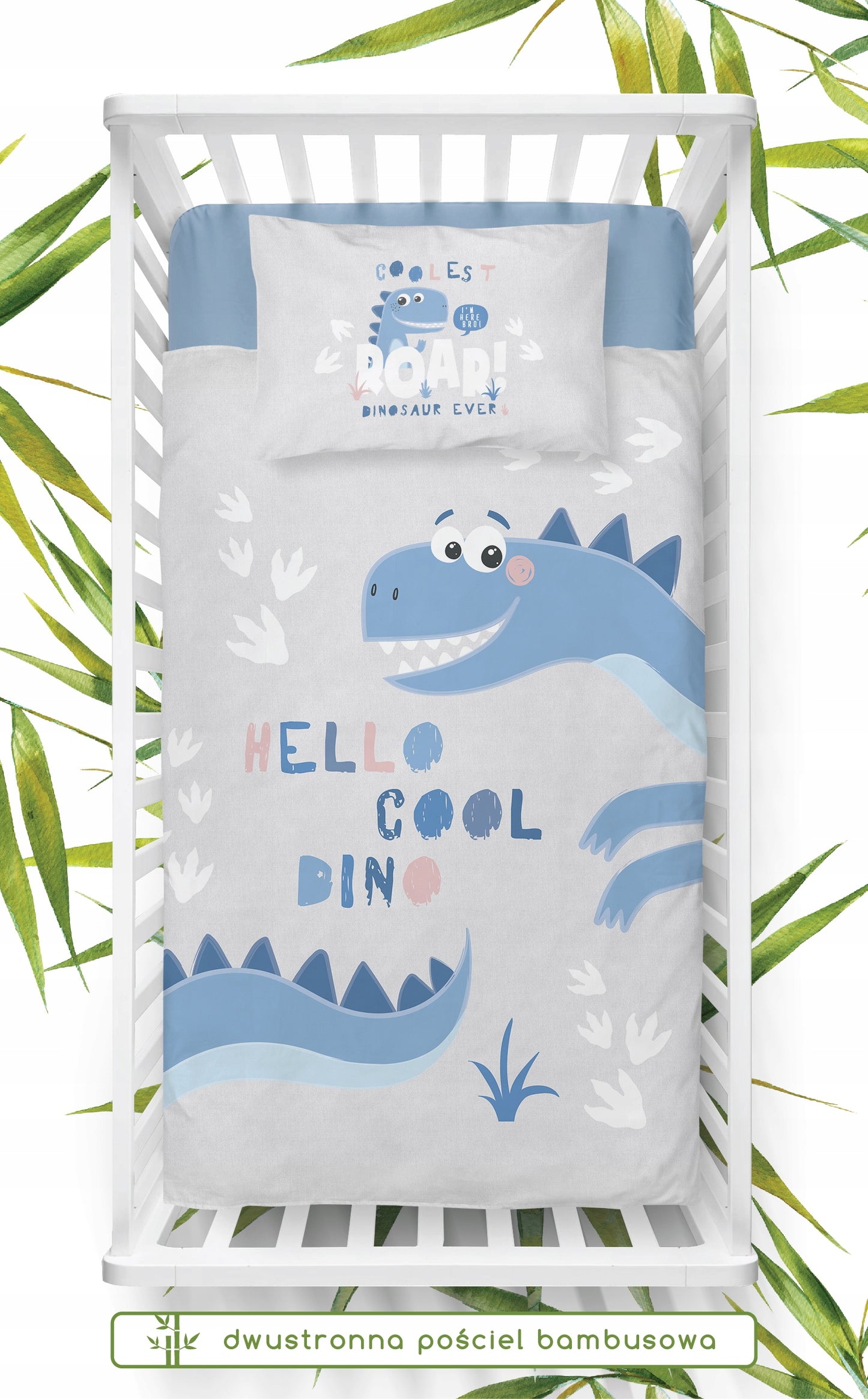 Dvipusis kūdikių patalynės komplektas Dinozauras – vaizdas 4