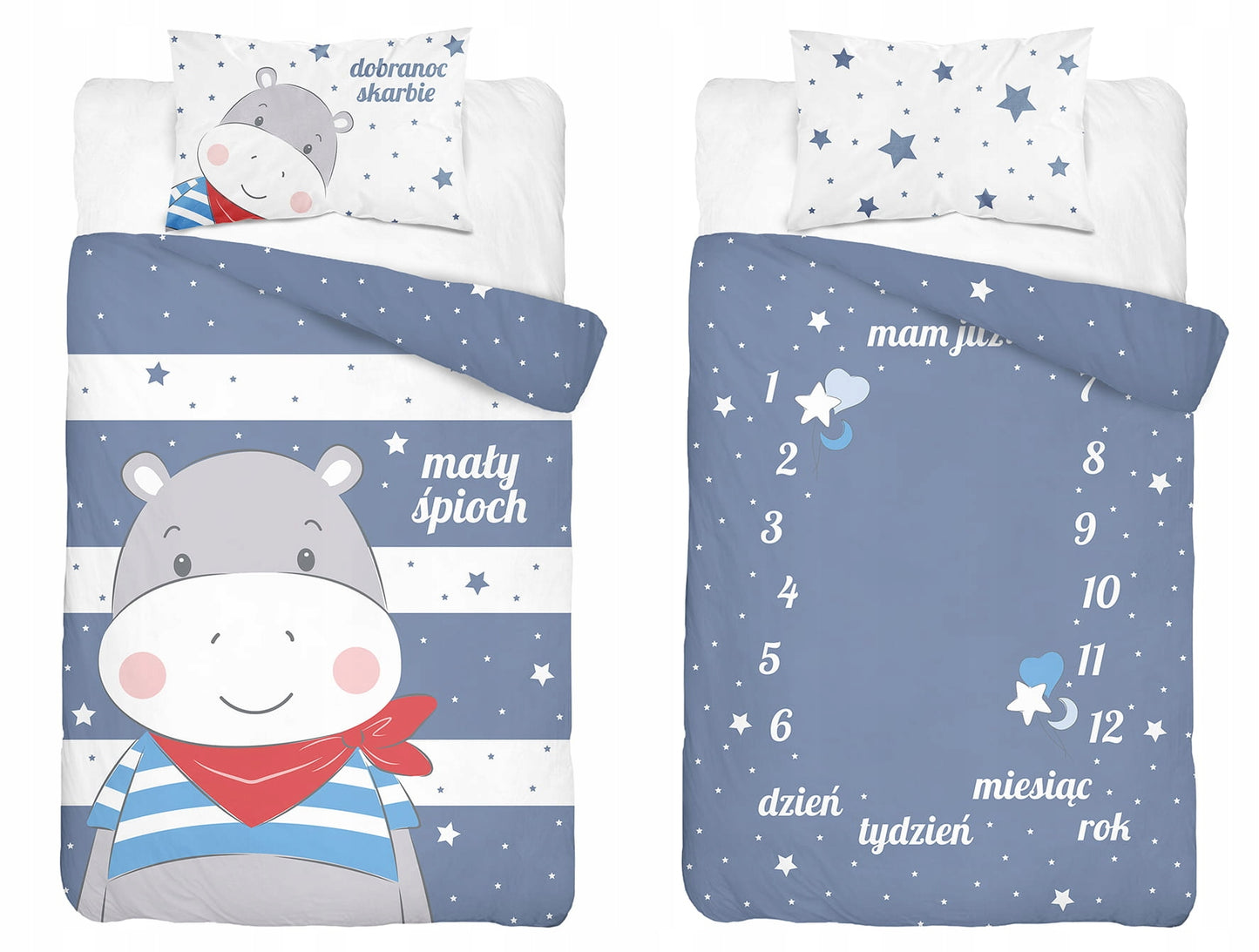 Patalynės kompleksas hipopotamas 100x135 cm