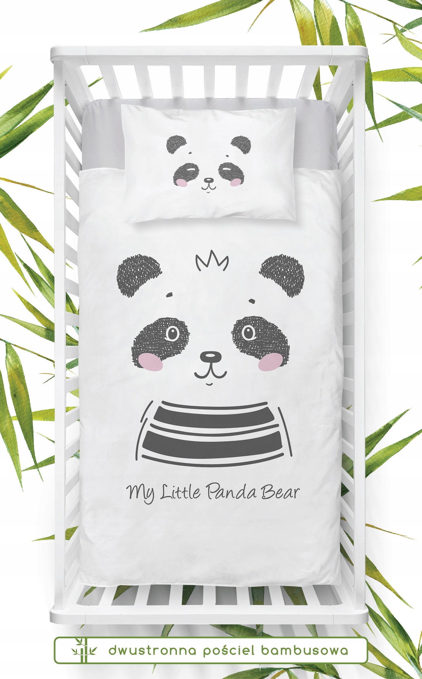 Dvipusis kūdikių patalynės komplektas Panda – vaizdas 4
