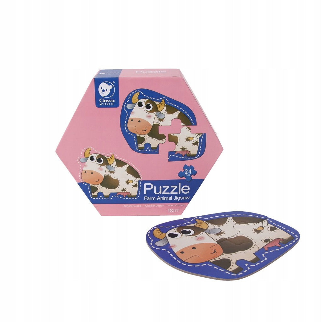 Medinė 6in1 dėlionė gyvūnai fermoje, detalės – vaizdas 2