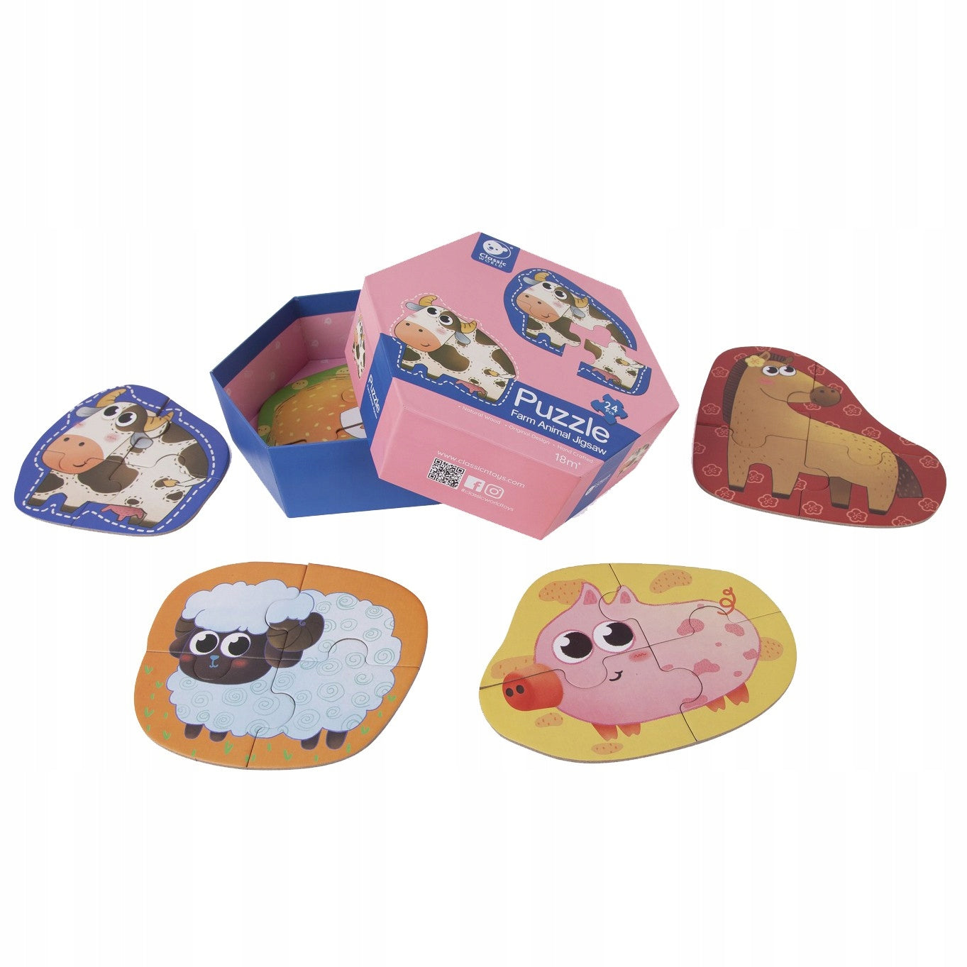 Medinė 6in1 dėlionė gyvūnai fermoje – pagrindinis vaizdas