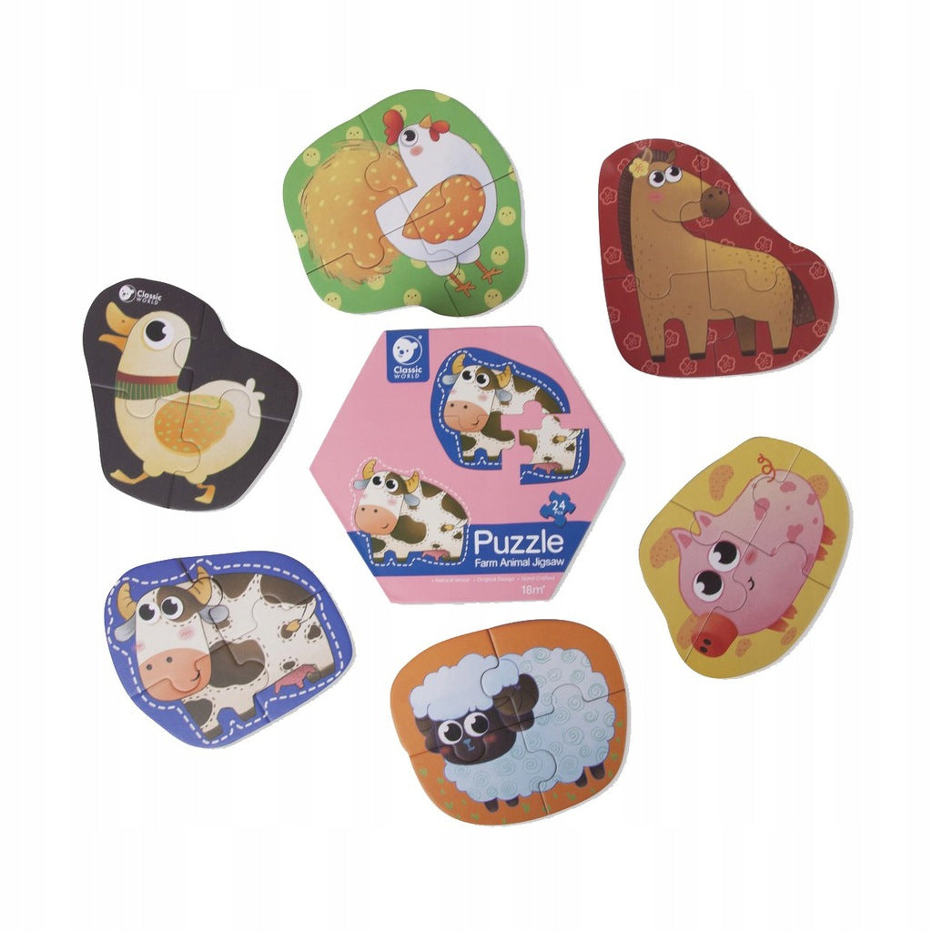 Medinė 6in1 dėlionė gyvūnai fermoje, dėžutė – vaizdas 3