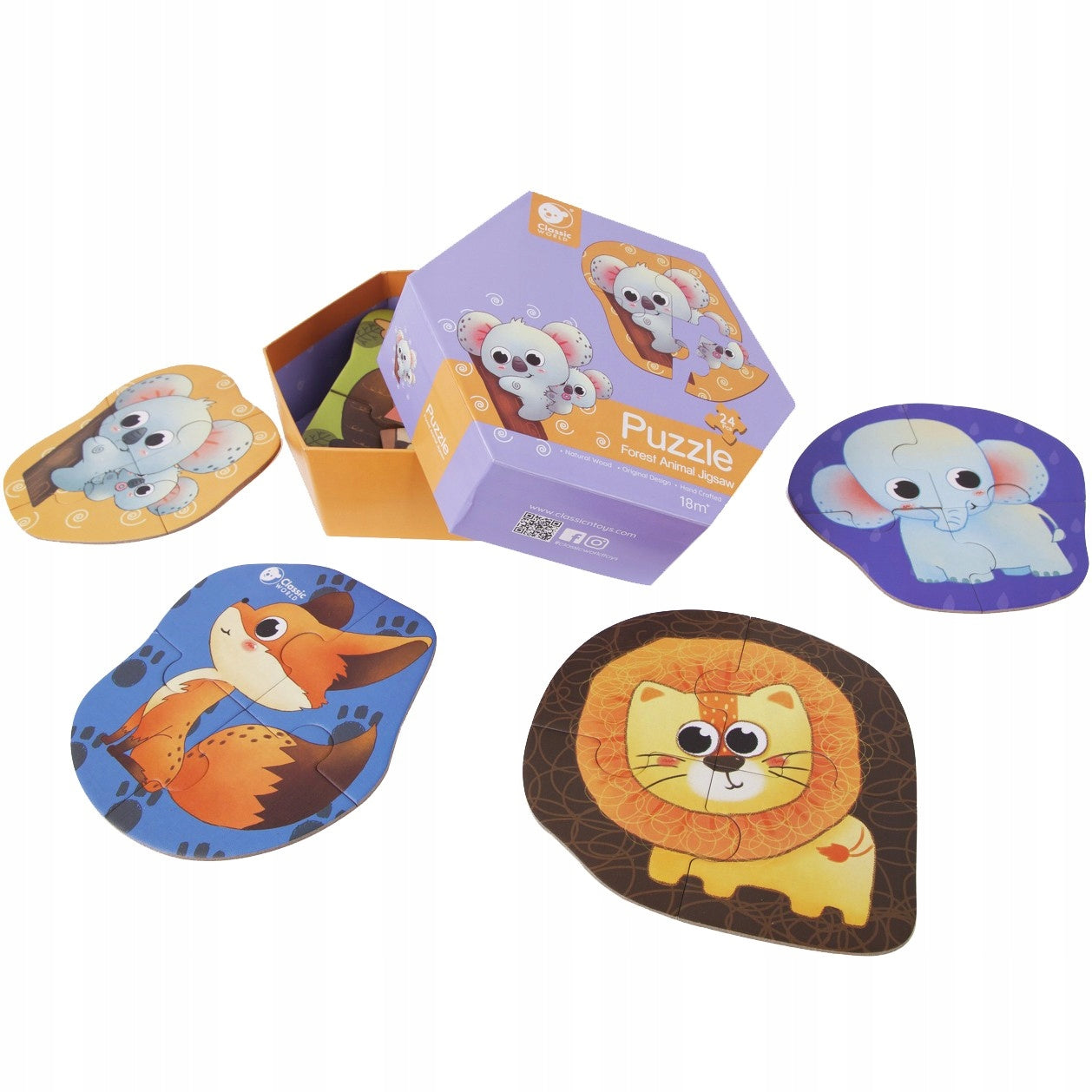 Medinė 6in1 dėlionė gyvūnai – pagrindinis vaizdas