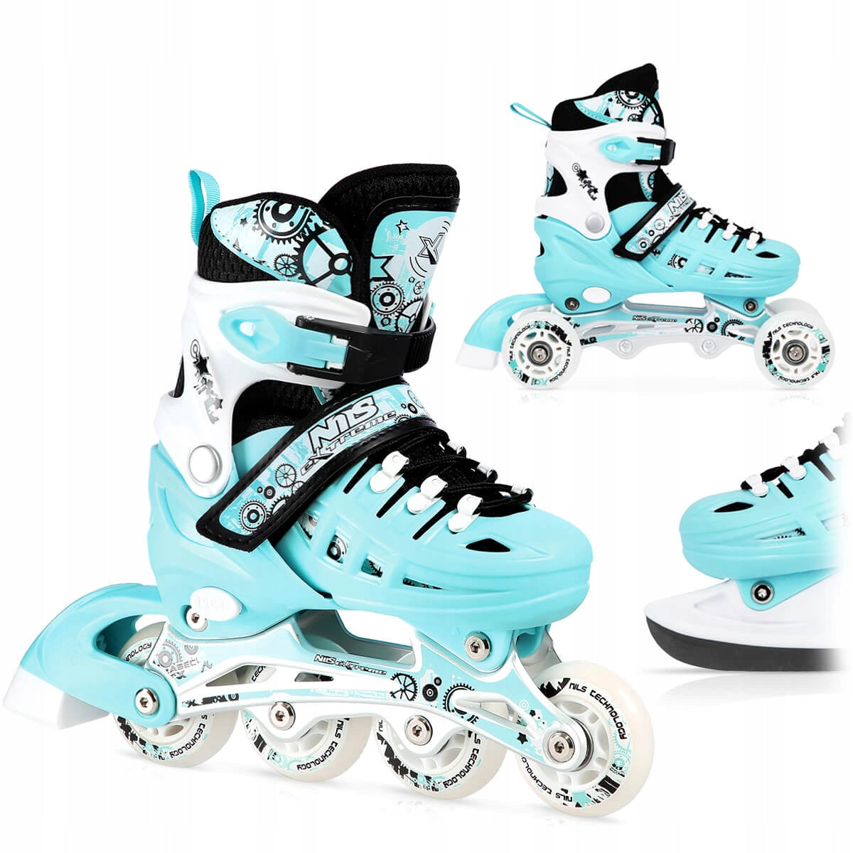 Reguliuojami Nils Extreme pačiūžos-riedučiai 4n1, dydis 31-34 – vaizdas 3