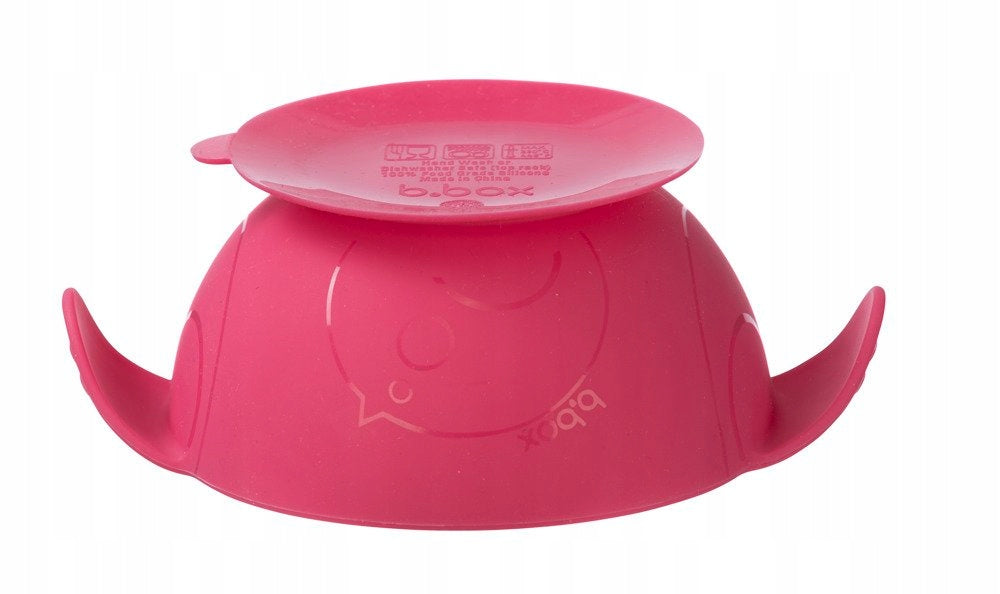 BBox silikoninis puodelis su siurbtuku ir šaukšteliu, rožinės ir violetinės spalvos – vaizdas 2