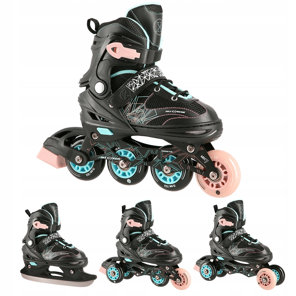 Nils Extreme pačiūžos-riedučiai 4in1, juodi – pagrindinis vaizdas