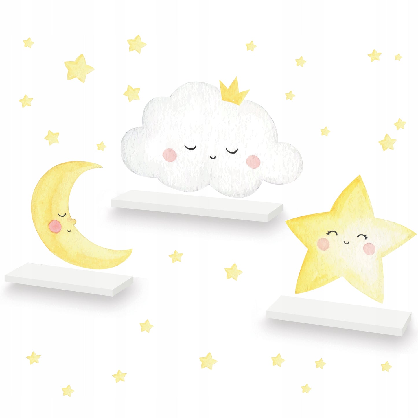 3 vnt debesėlių lentynų komplektas su lipdukais – pagrindinis vaizdas