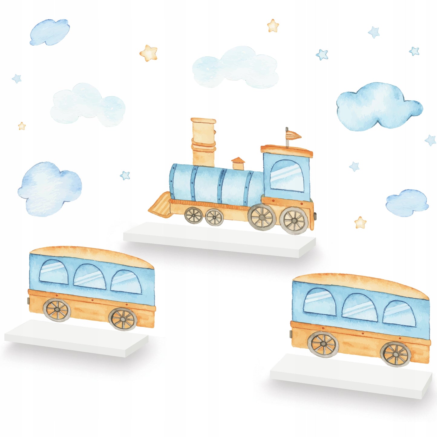 3 vnt debesėlių lentynų komplektas su lipdukais – pagrindinis vaizdas