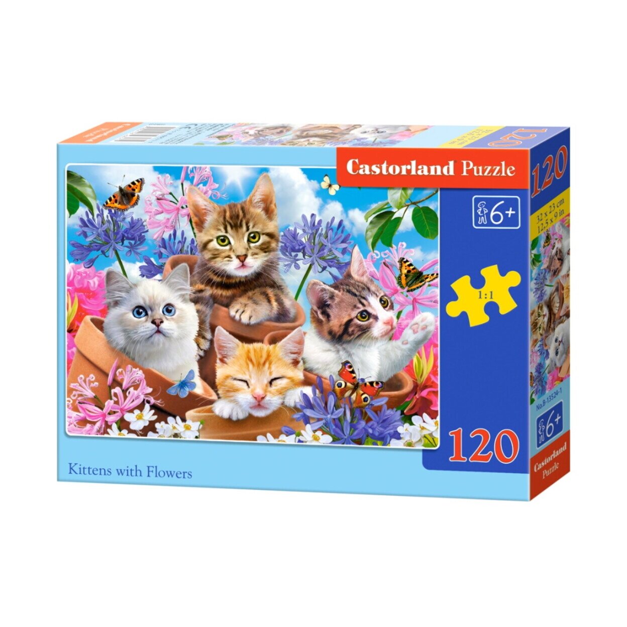 Castorland dėlionė KITTENS WITH FLOWERS 120 det – pagrindinis vaizdas
