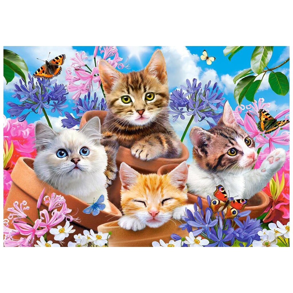 Castorland dėlionė KITTENS WITH FLOWERS 120 det – vaizdas 2