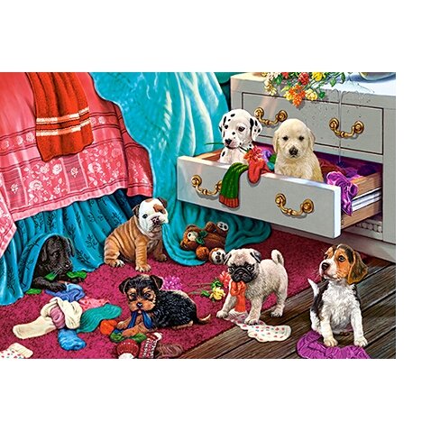 Castorland dėlionė PUPPIES IN THE BEDROOM 300 det – vaizdas 2