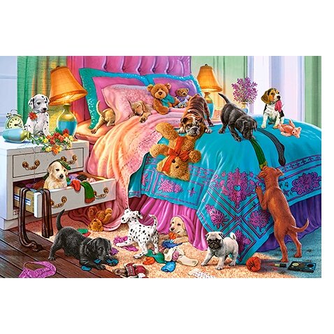 Castorland dėlionė NAUGHTY PUPPIES 1000 det – vaizdas 2