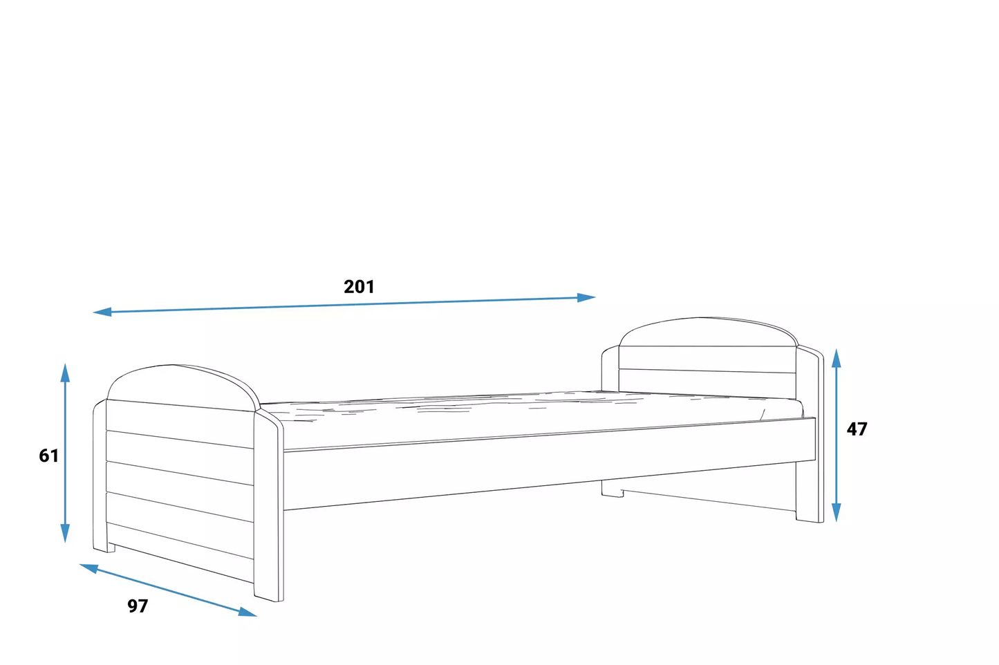 LiLi vaikiška lova 200x90 su čiužiniu, grafito spalvos – vaizdas 3