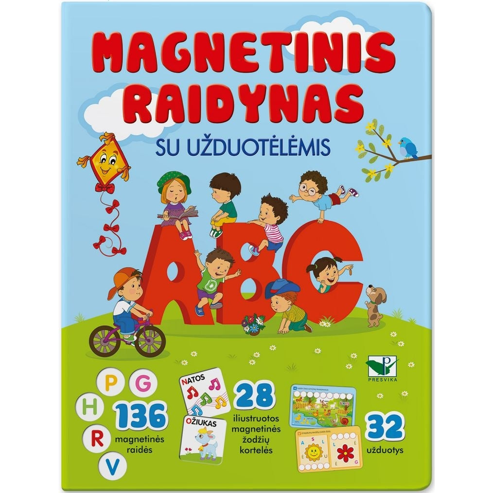 Magnetinis RAIDYNAS su užduotėlėmis 136 raidės, 28 kortelės, 32 užduotys – pagrindinis vaizdas