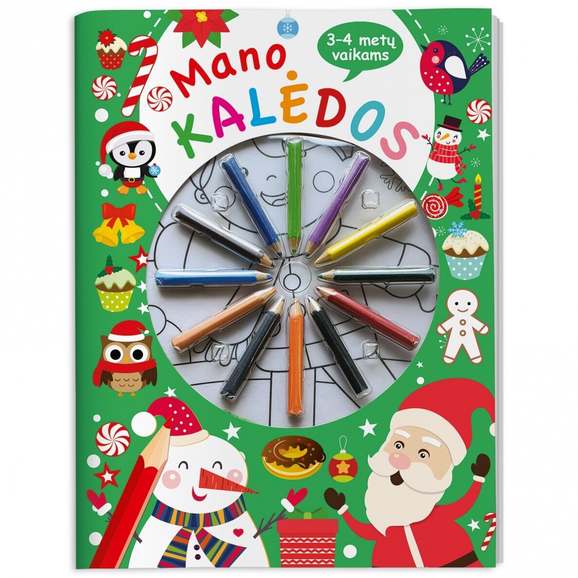 Mano Kalėdos 3-4 metų vaikams Su 12 pieštukų – pagrindinis vaizdas